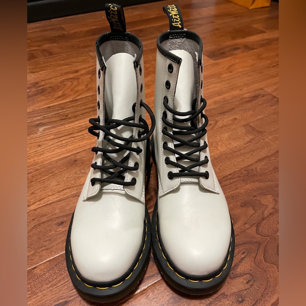 Dr. Martens 1460 white boots, worn once, size 8